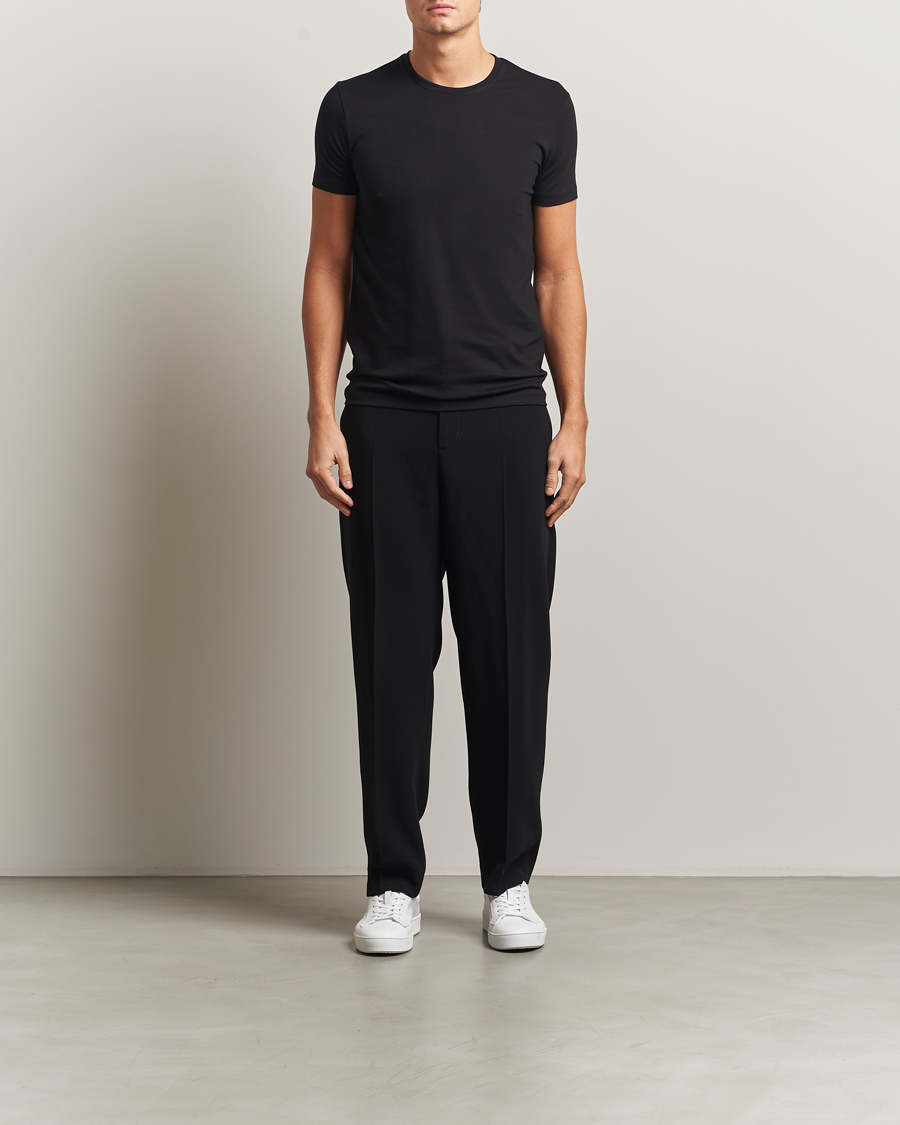 Heren | T-shirts | Falke | 2-Pack Cotton Crew Neck T-Shirt Black
