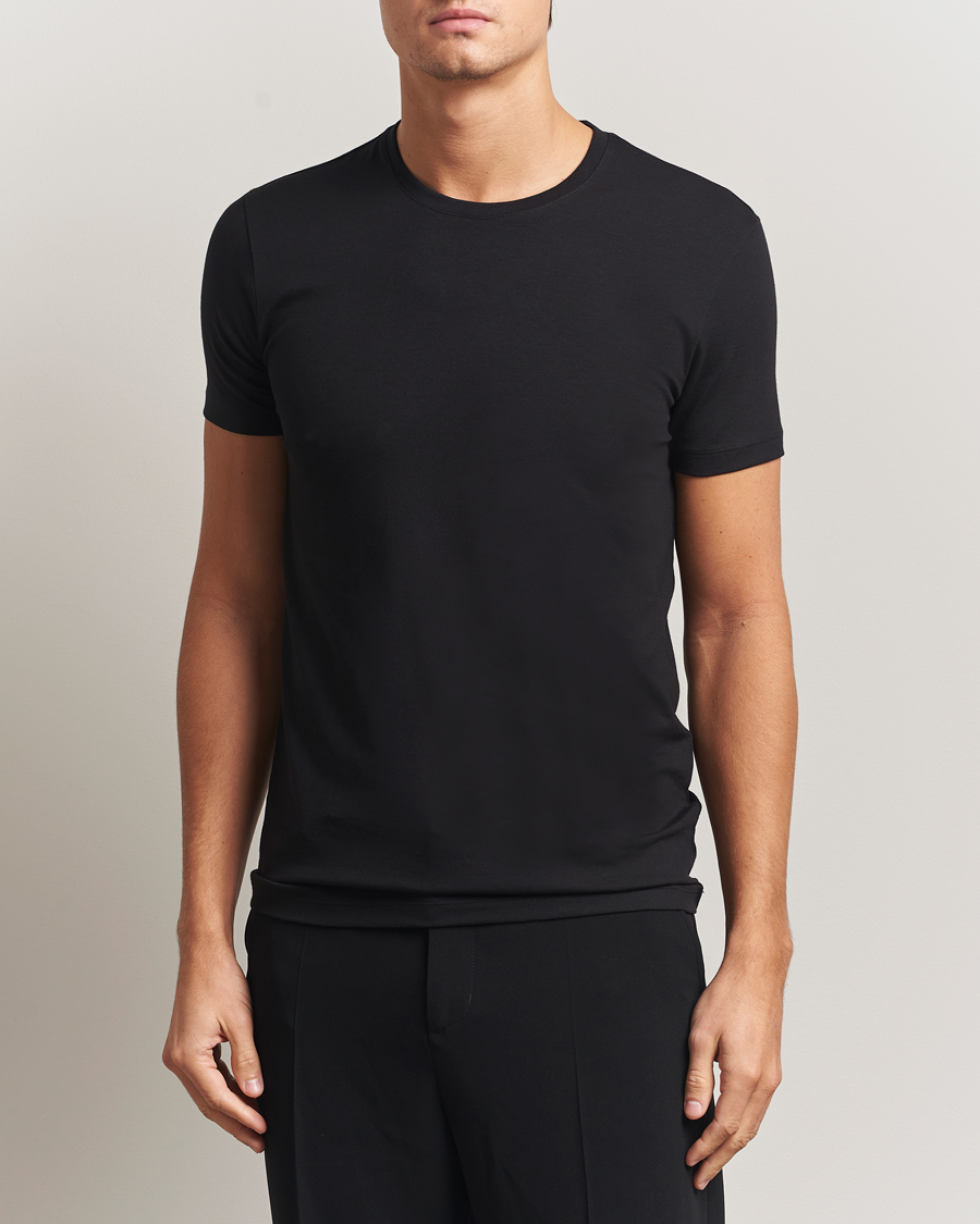Heren | T-shirts | Falke | 2-Pack Cotton Crew Neck T-Shirt Black