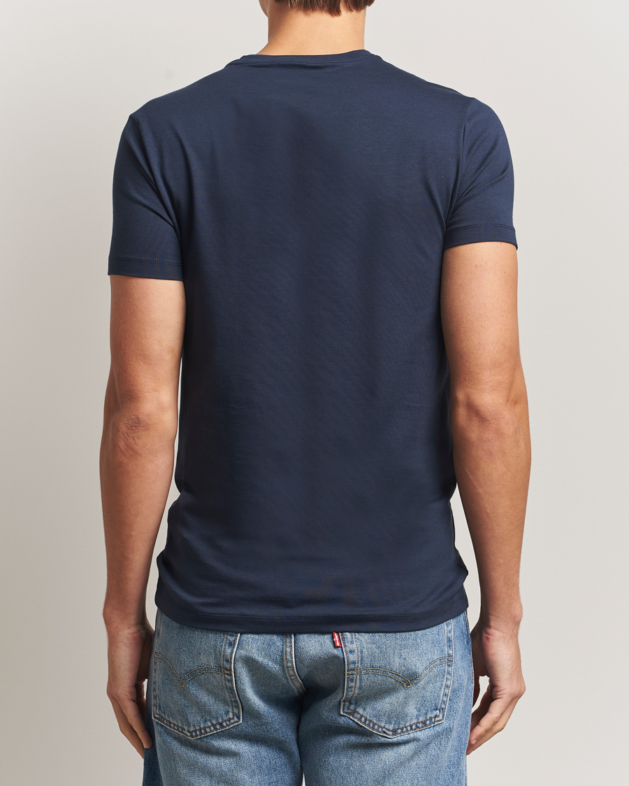 Heren | T-shirts | Falke | 2-Pack Cotton Crew Neck T-Shirt Midnight