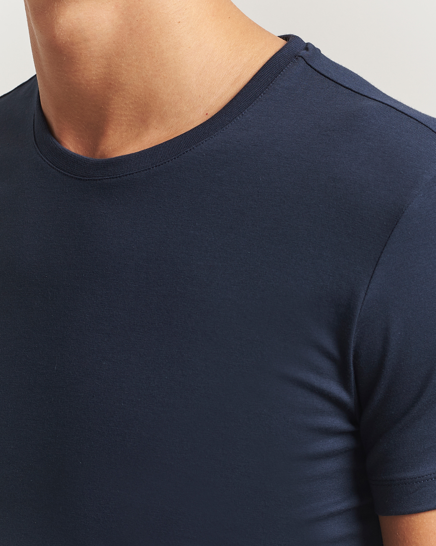 Heren | T-shirts | Falke | 2-Pack Cotton Crew Neck T-Shirt Midnight