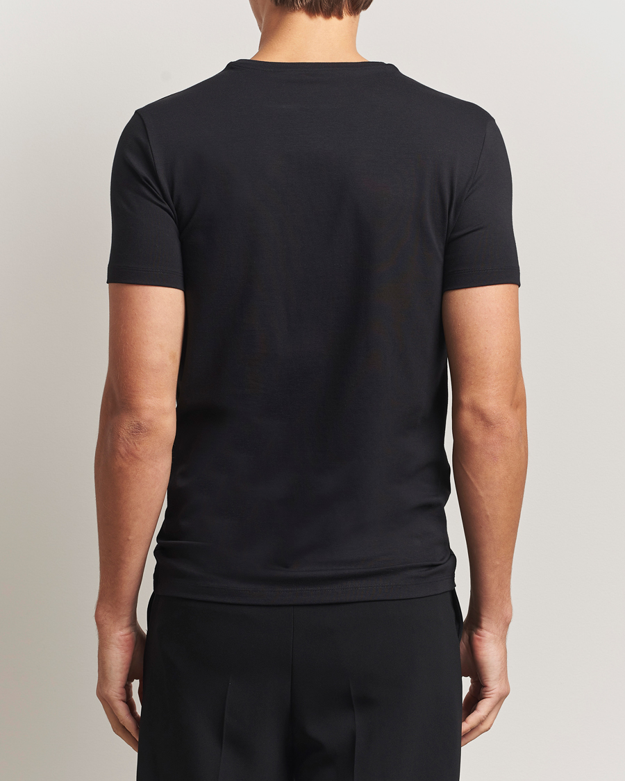 Heren | T-shirts | Falke | 2-Pack Cotton V-Neck T-Shirt Black