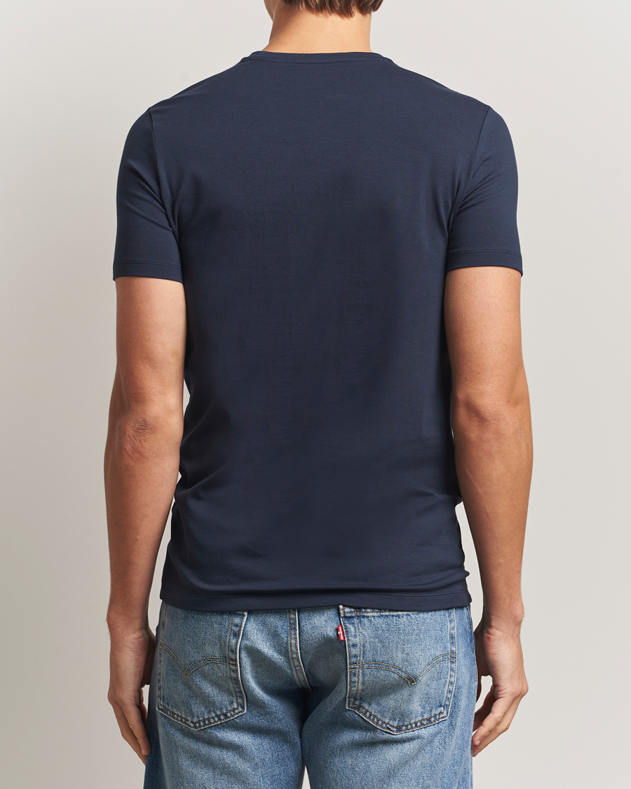 Heren | T-shirts | Falke | 2-Pack Cotton V-Neck T-Shirt Midnight