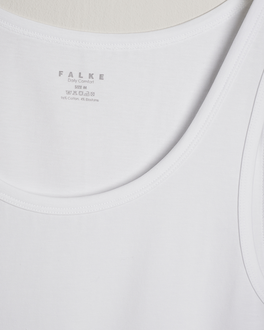 Heren | T-shirts | Falke | 2-Pack Cotton Tank Top White
