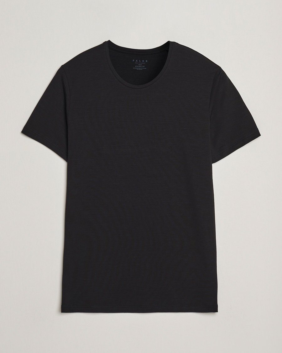 Heren | T-shirts | Falke | Clima Wool Crew Neck T-Shirt Black