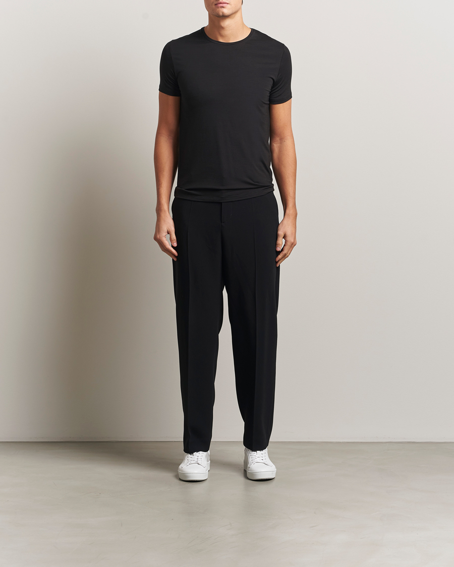 Heren | T-shirts | Falke | Clima Wool Crew Neck T-Shirt Black