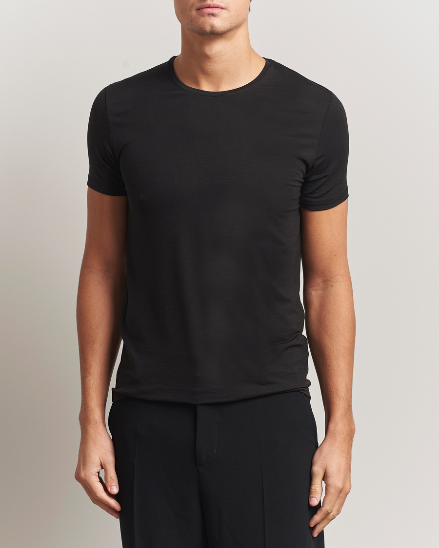 Heren | T-shirts | Falke | Clima Wool Crew Neck T-Shirt Black