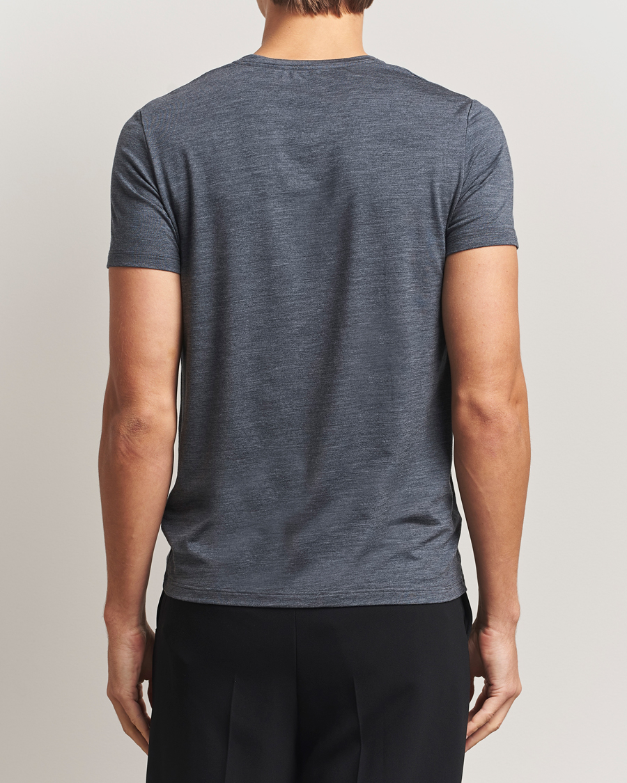 Heren | T-shirts | Falke | Clima Wool Crew Neck T-Shirt Dark Grey Heather