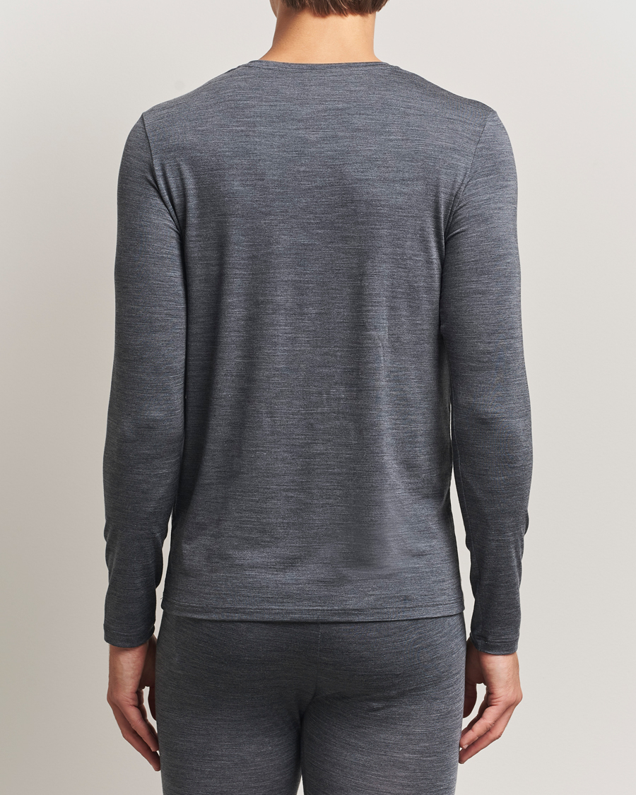 Heren | T-shirts | Falke | Clima Wool Wool Long Sleeve T-Shirt Dark Grey Heather