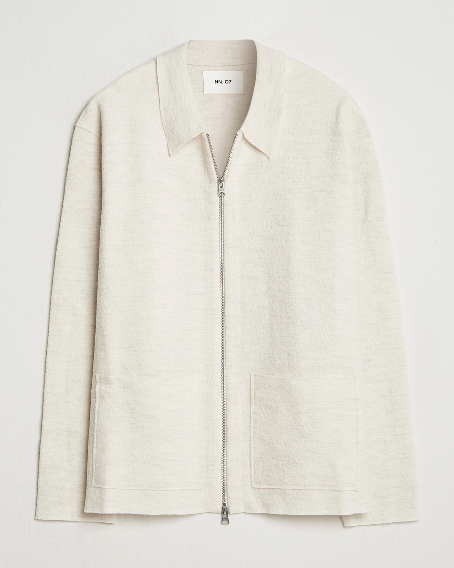 Heren | Truien | NN07 | Jonas Boiled Wool Full Zip Ivory