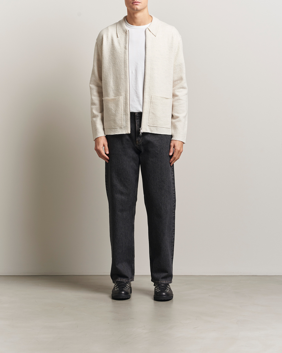 Heren | Truien | NN07 | Jonas Boiled Wool Full Zip Ivory