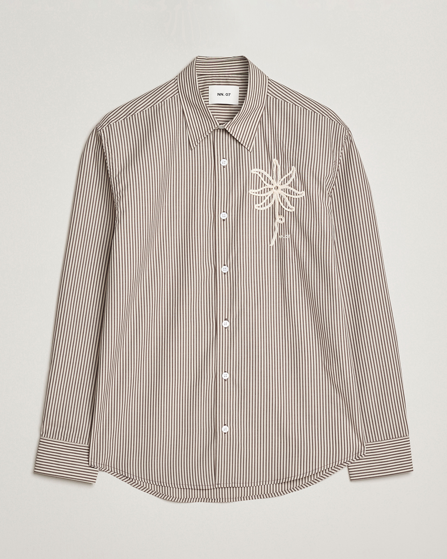 Heren | Overhemden | NN07 | Quinsy Striped Embroidered Shirt Brown