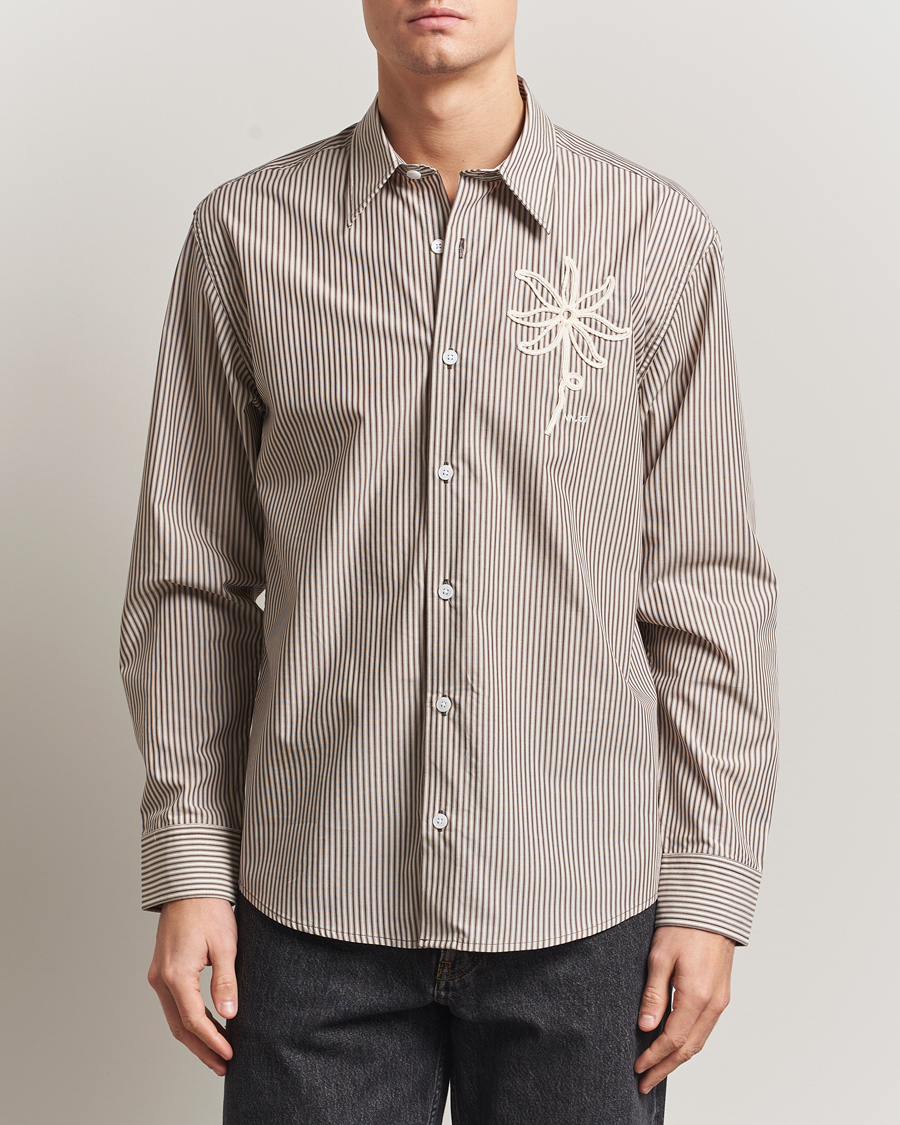 Heren | Overhemden | NN07 | Quinsy Striped Embroidered Shirt Brown