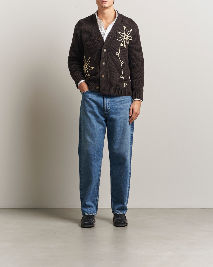 Heren | Truien | NN07 | Mika Knitted Flower Cardigan Dusky Port