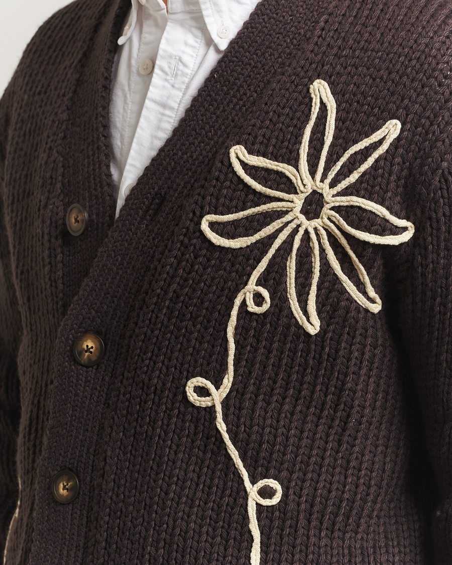 Heren | Truien | NN07 | Mika Knitted Flower Cardigan Dusky Port