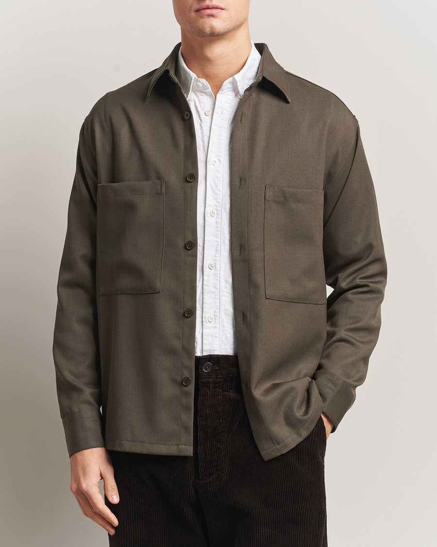 Heren | Overhemden | NN07 | Freddy Wool/Tencel Overshirt Mable Husk