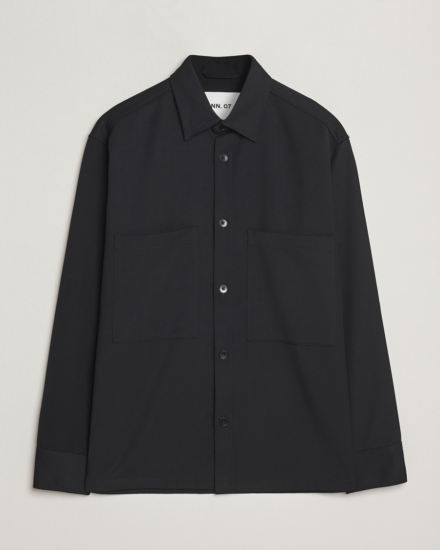 Heren | Overhemden | NN07 | Freddy Wool/Tencel Overshirt Black