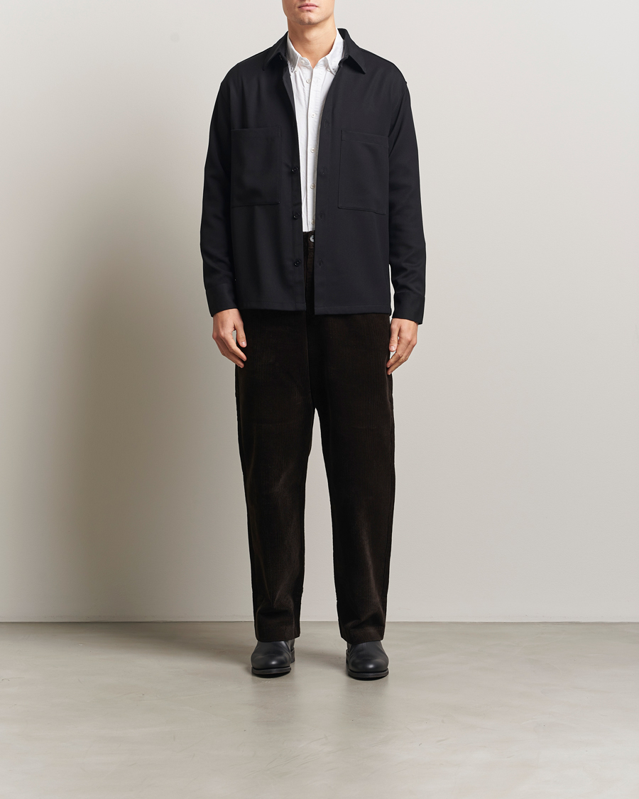 Heren | Overhemden | NN07 | Freddy Wool/Tencel Overshirt Black