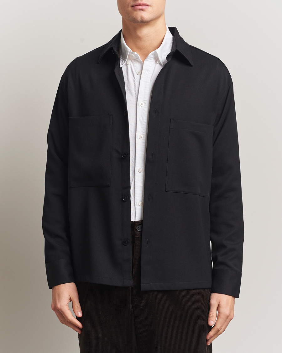Heren | Overhemden | NN07 | Freddy Wool/Tencel Overshirt Black