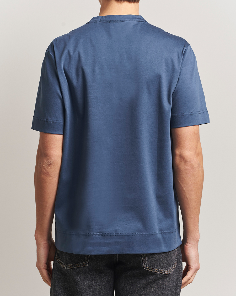 Heren | T-shirts | NN07 | Pedro Embroidered T-Shirt Denim Blue