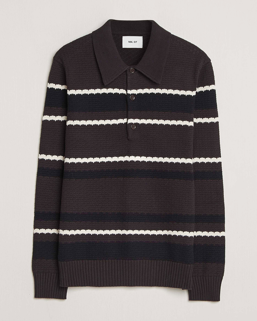 Heren | Truien | NN07 | Alfie Striped Knitted Polo Dusky Port