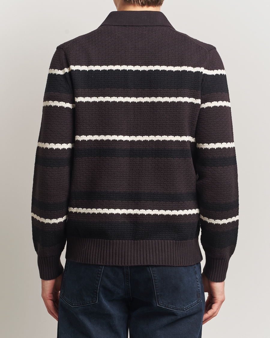 Heren | Truien | NN07 | Alfie Striped Knitted Polo Dusky Port