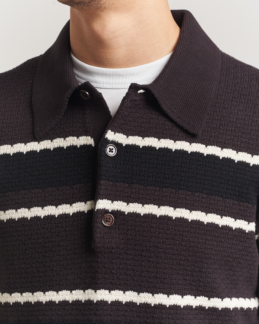 Heren | Truien | NN07 | Alfie Striped Knitted Polo Dusky Port