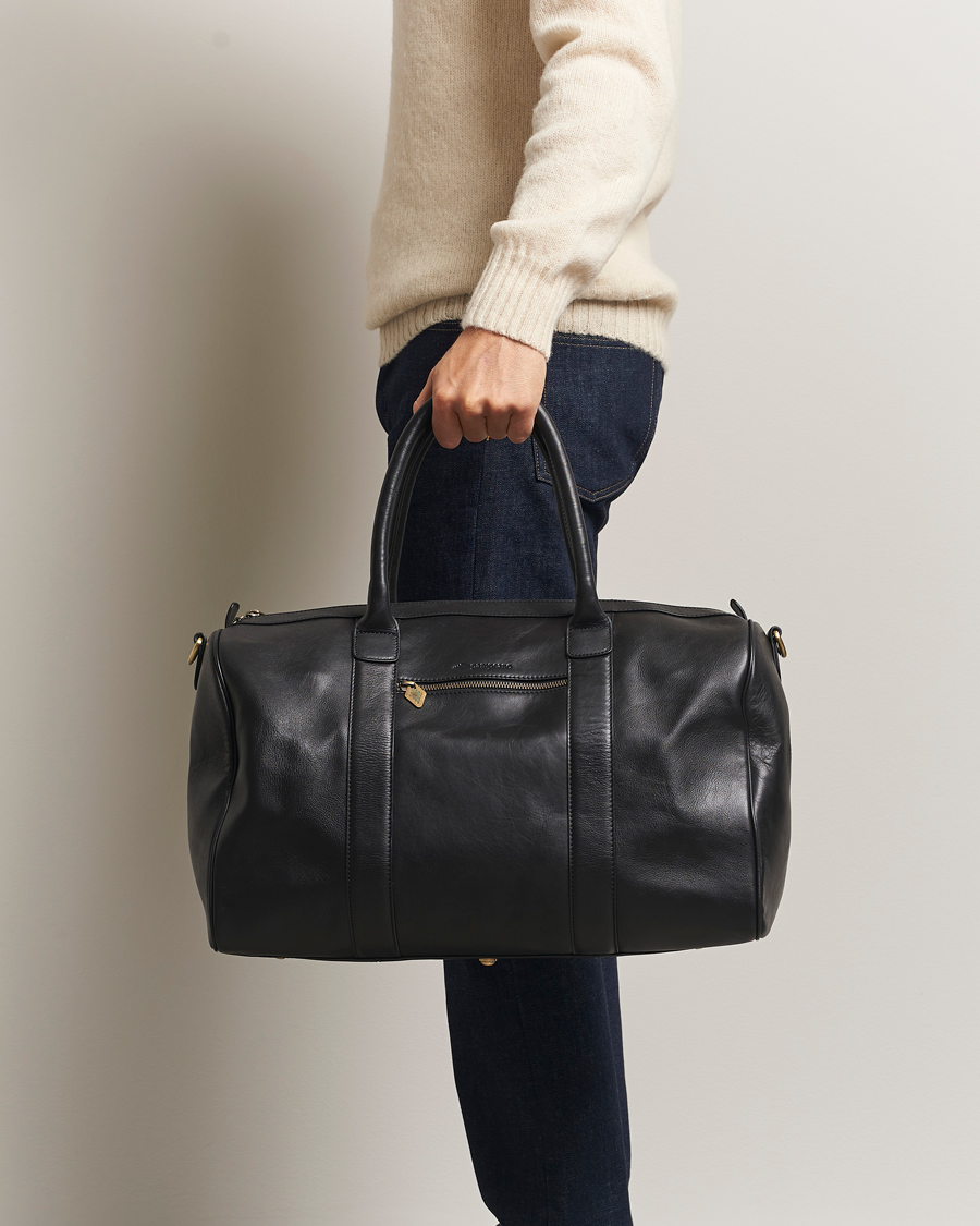 Heren | Tassen | Pampeano | Varon Small Leather Weekend Bag Black