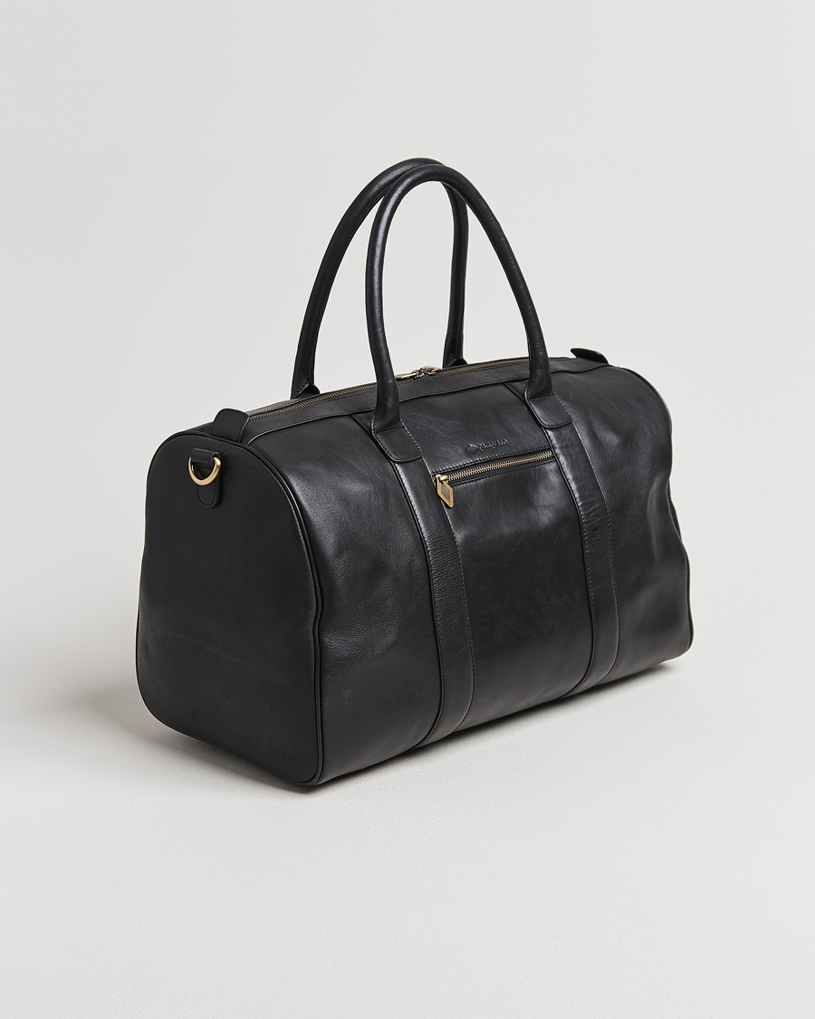 Heren | Tassen | Pampeano | Varon Small Leather Weekend Bag Black