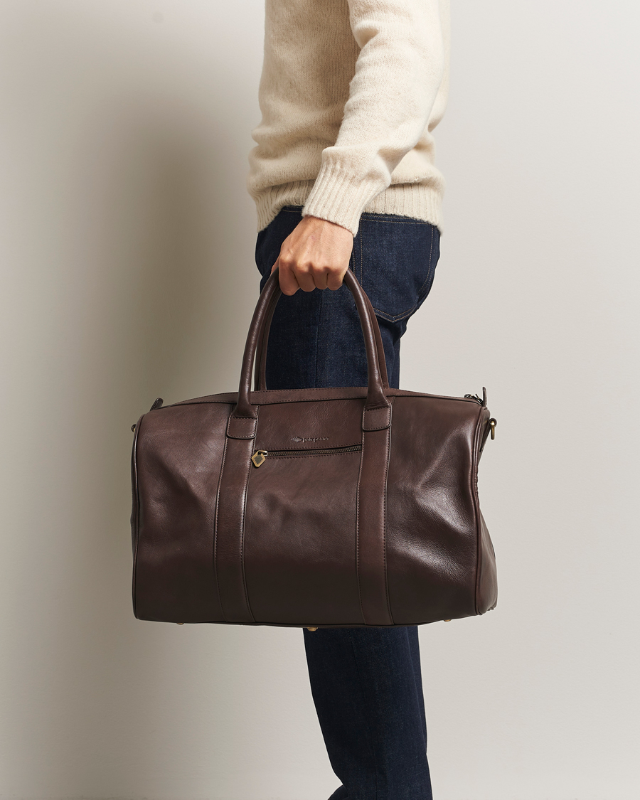 Heren | Tassen | Pampeano | Varon Small Leather Weekend Bag Brown