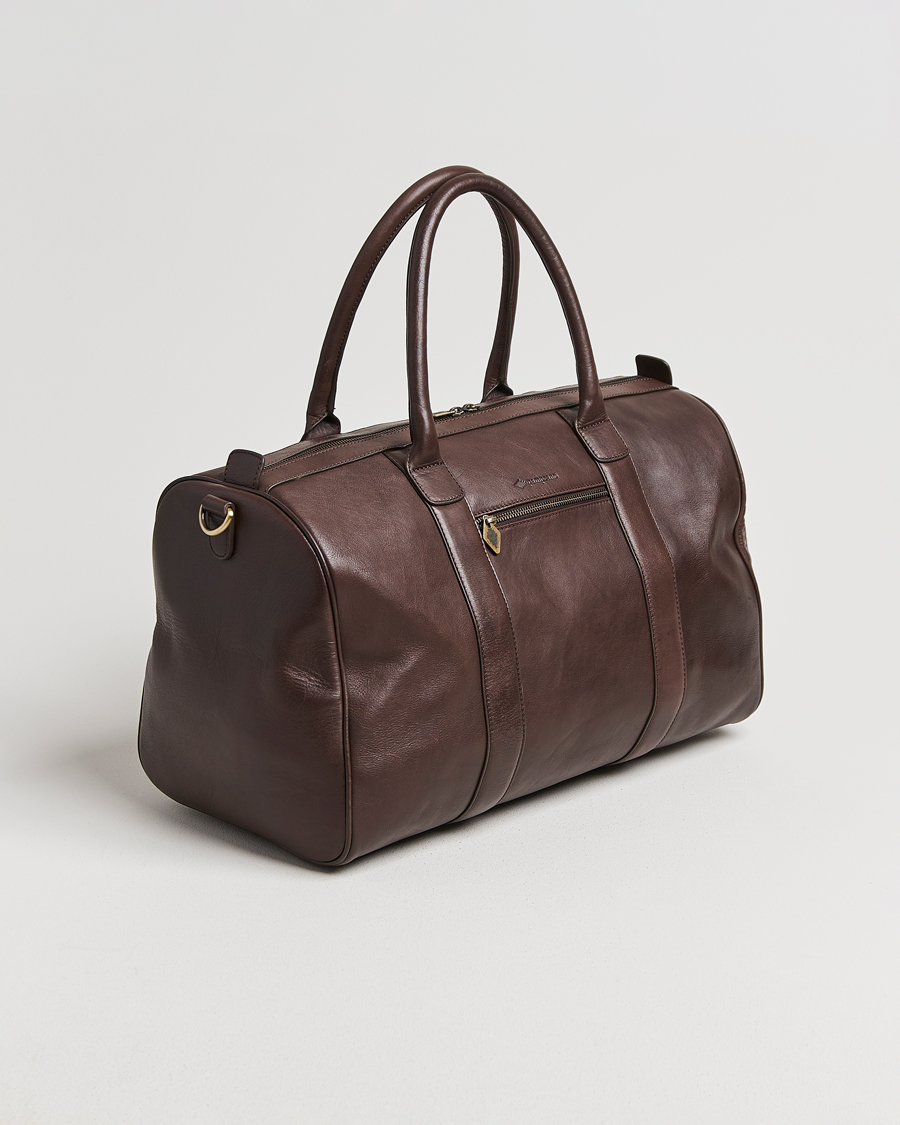 Heren | Tassen | Pampeano | Varon Small Leather Weekend Bag Brown