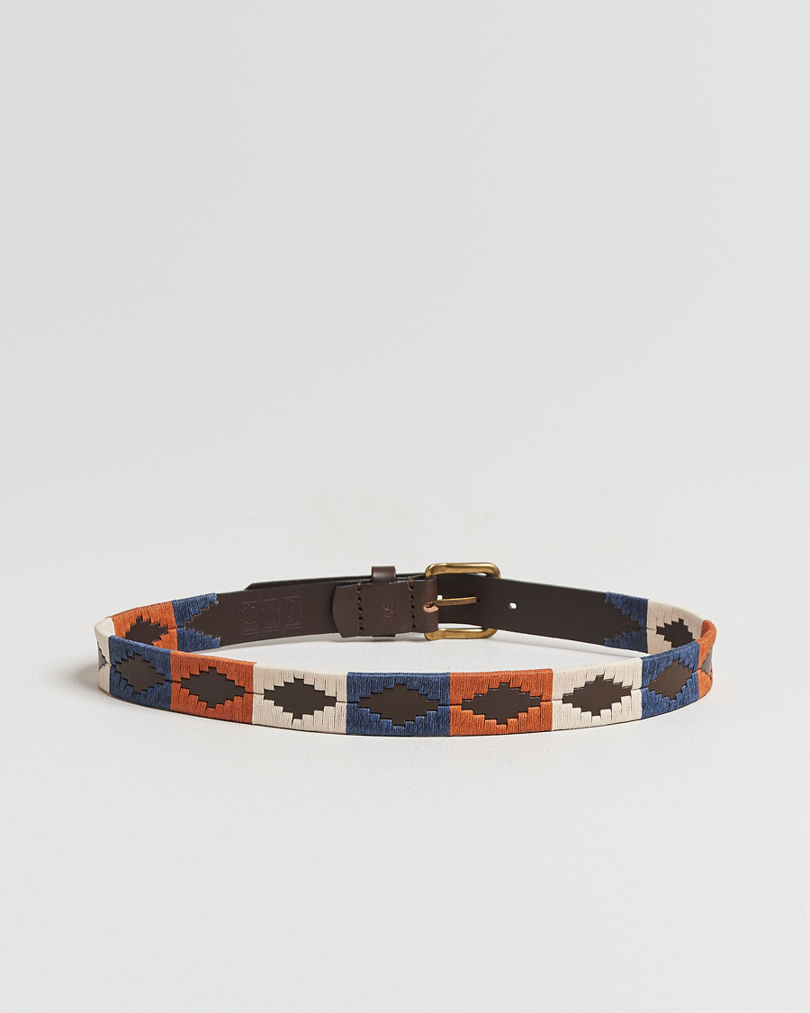 Heren | Riemen | Pampeano | Aurora Hand Stitched Classic Leather Belt 3,5cm Orange