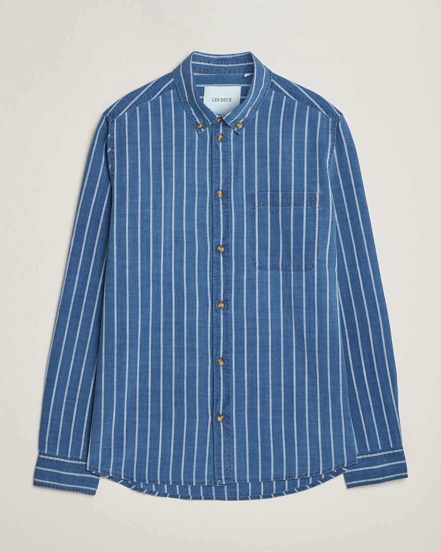 Heren | Overhemden | LES DEUX | Indigo Stripe Shirt Denim Blue