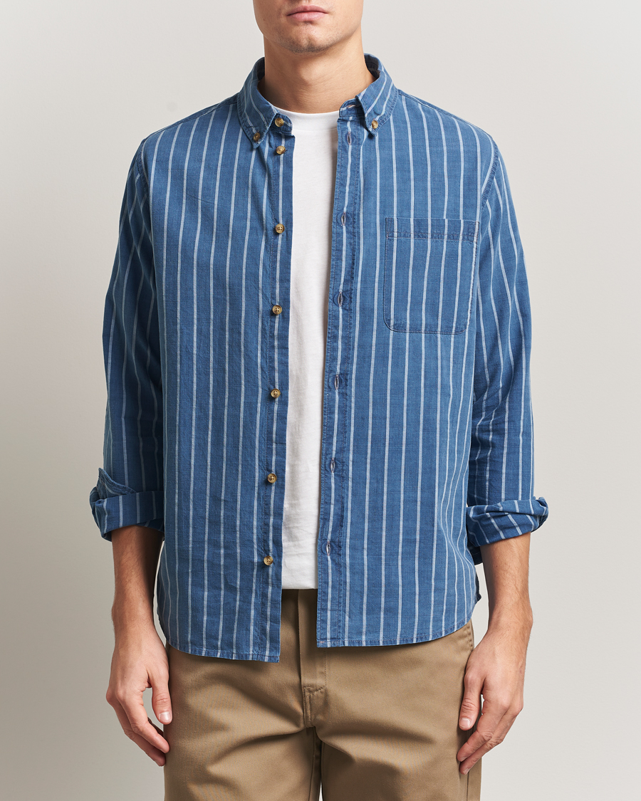 Heren | Overhemden | LES DEUX | Indigo Stripe Shirt Denim Blue