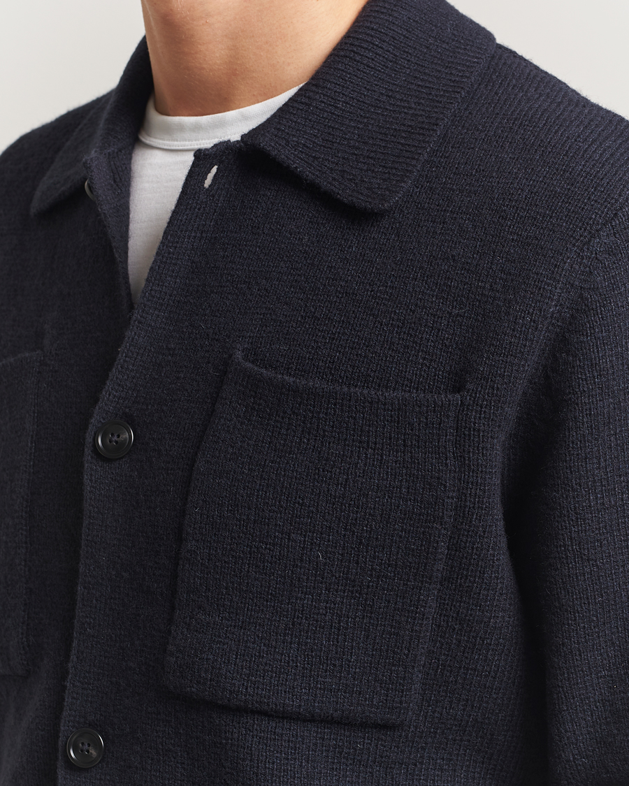 Heren | Overhemden | LES DEUX | Fisher Milano Wool Knit Overshirt Navy