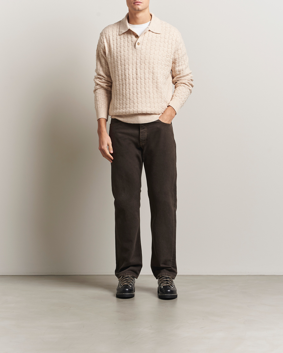 Heren | Truien | LES DEUX | Gustav Structured Polo Knit Light Sand Melange