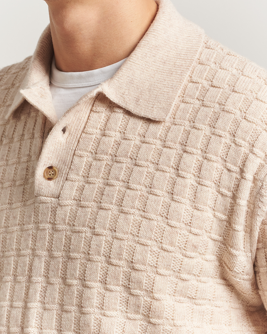 Heren | Truien | LES DEUX | Gustav Structured Polo Knit Light Sand Melange