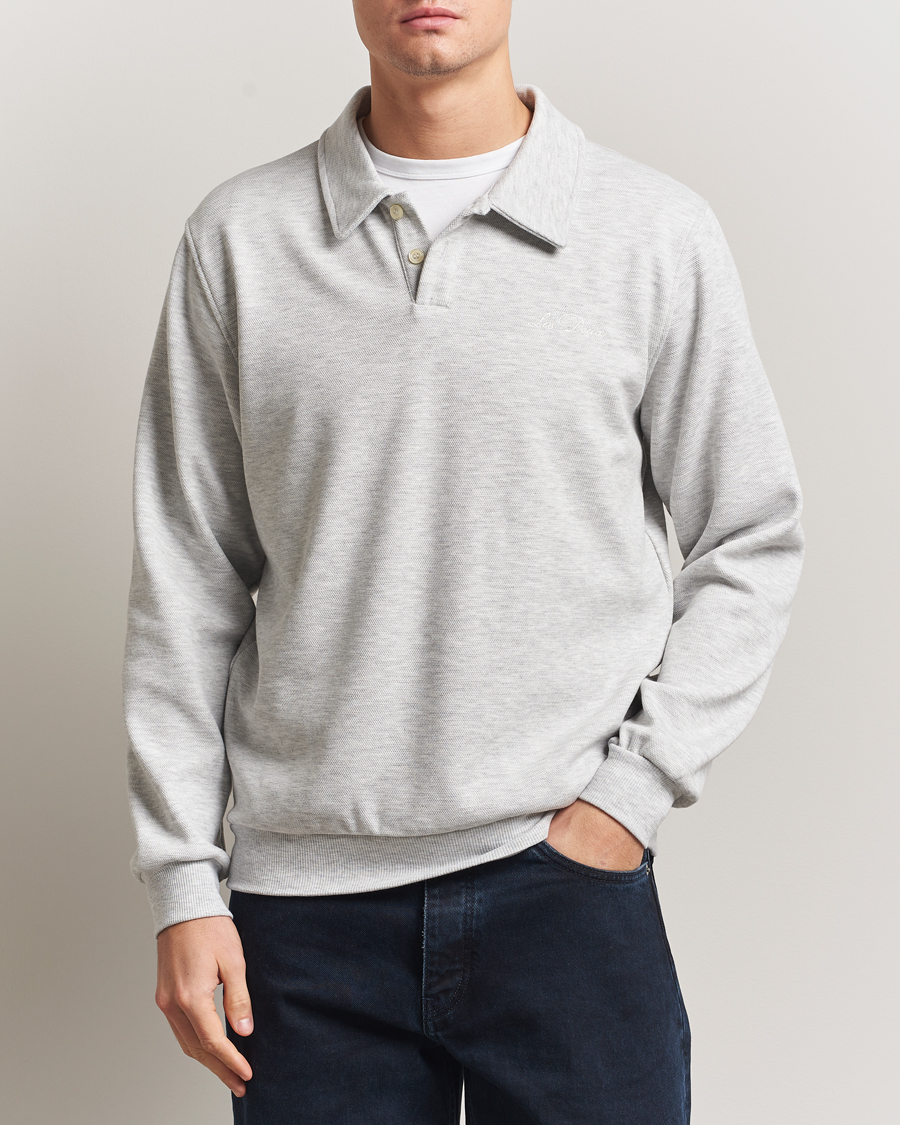 Heren | Truien | LES DEUX | Ben Polo Pique Sweatshirt Snow Melange