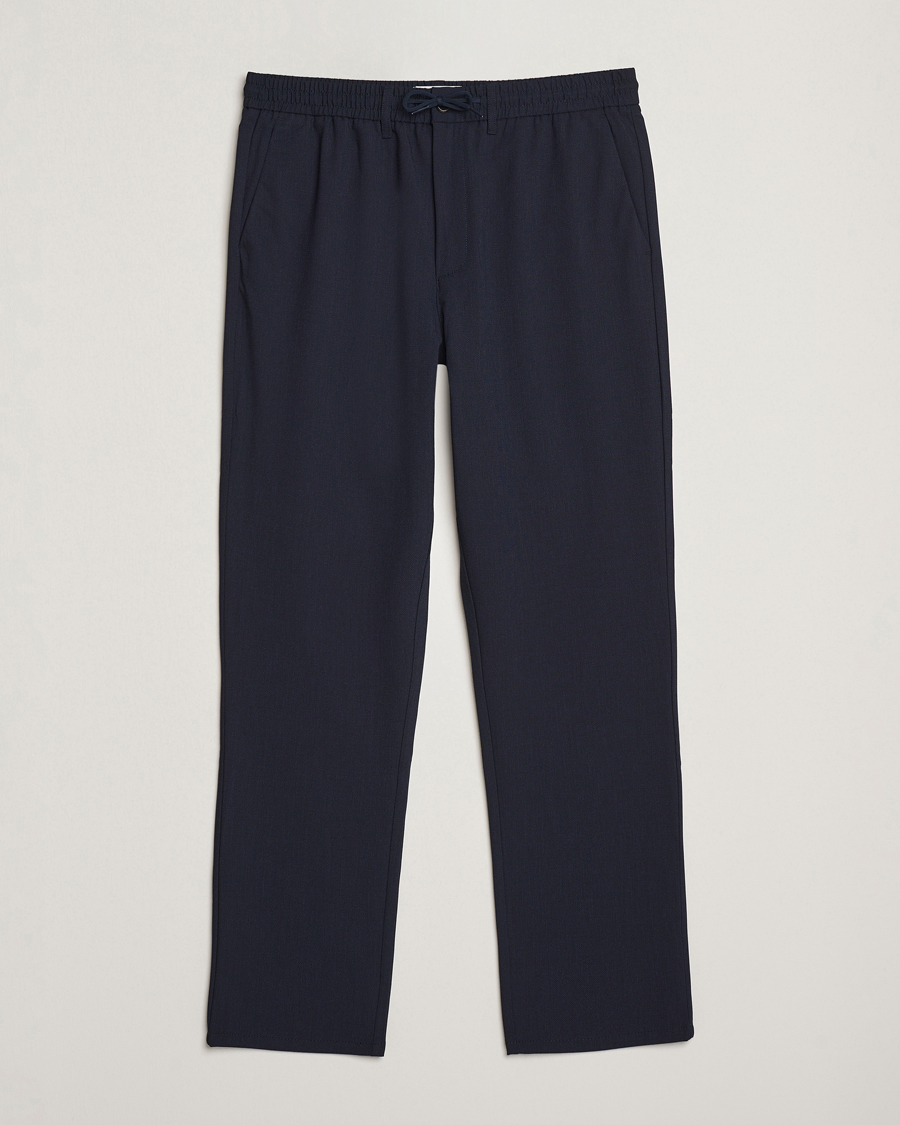 Heren | Broeken | LES DEUX | Como Tapered Textured Pants Dark Navy Blue
