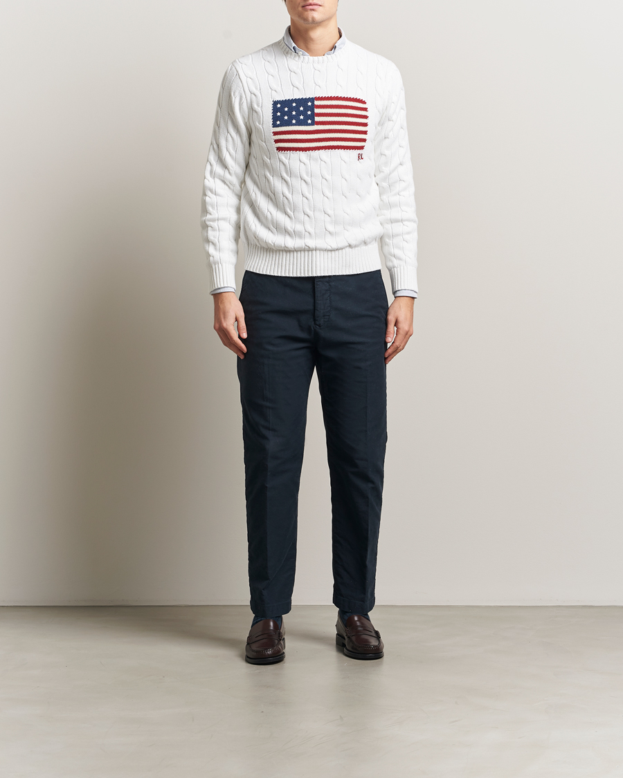 Heren | Truien | Polo Ralph Lauren | Cotton Cable Flag Sweater Ceramic White