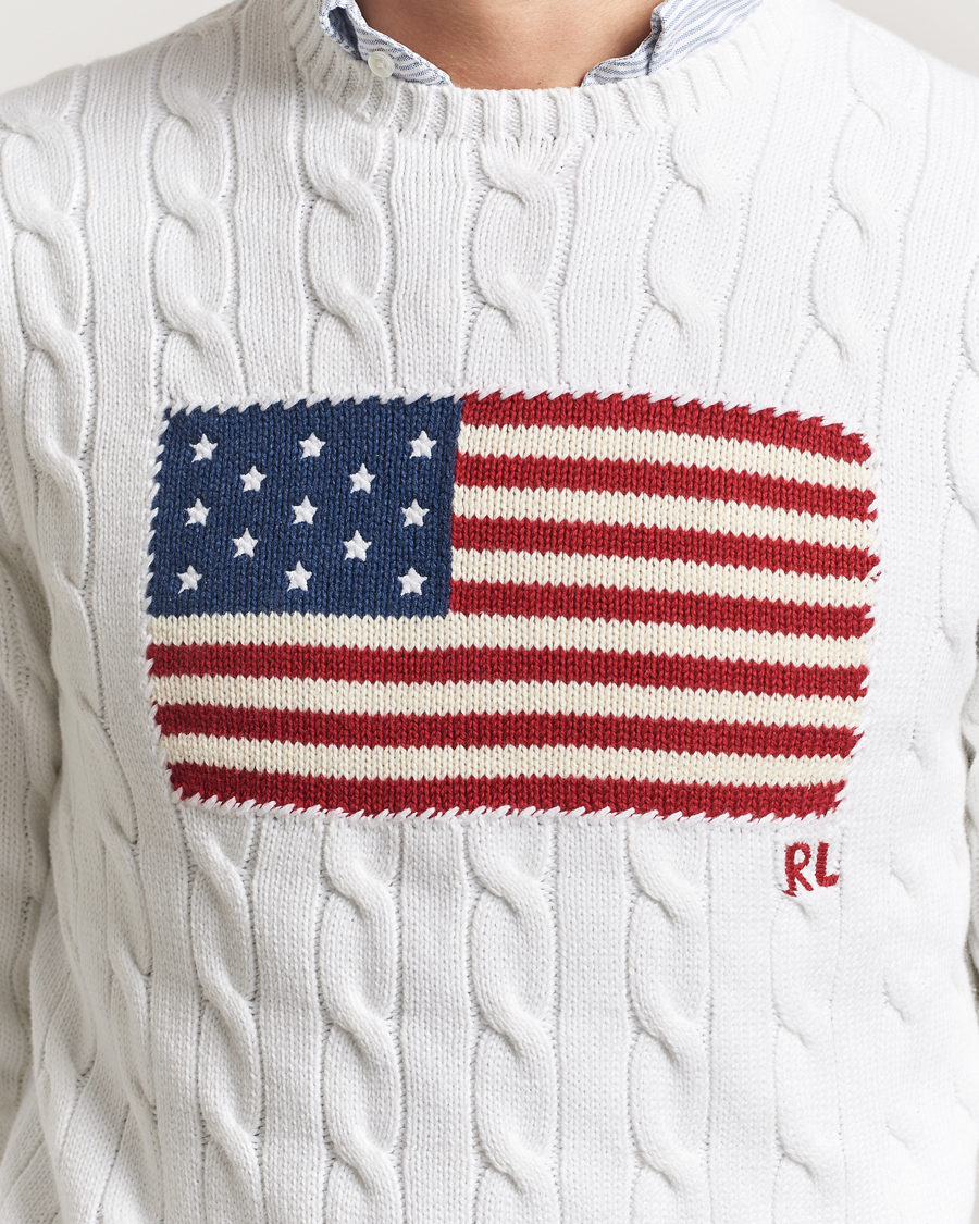 Heren | Truien | Polo Ralph Lauren | Cotton Cable Flag Sweater Ceramic White