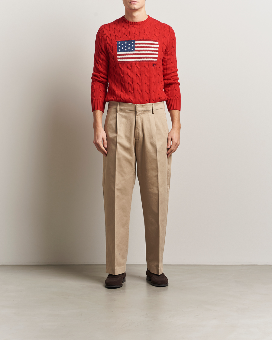 Heren | Truien | Polo Ralph Lauren | Cotton Cable Flag Sweater RL 2000 Red