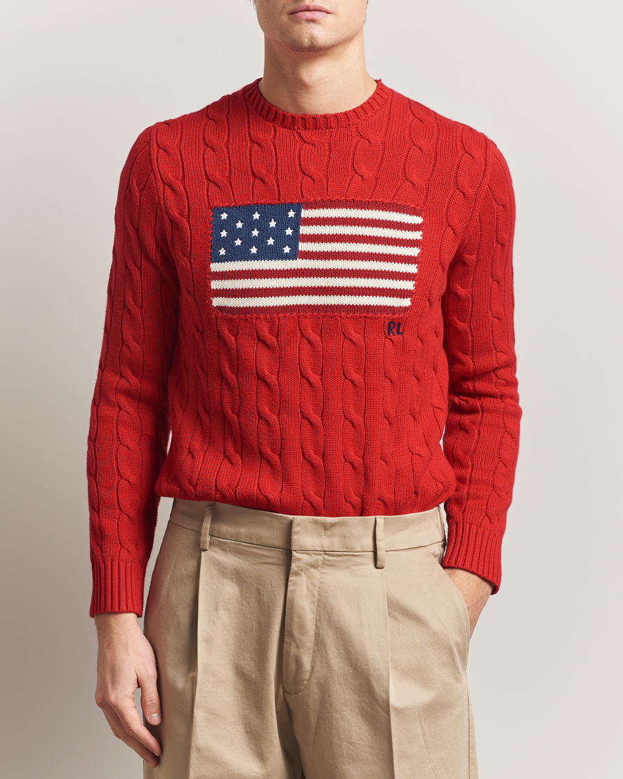 Heren | Truien | Polo Ralph Lauren | Cotton Cable Flag Sweater RL 2000 Red