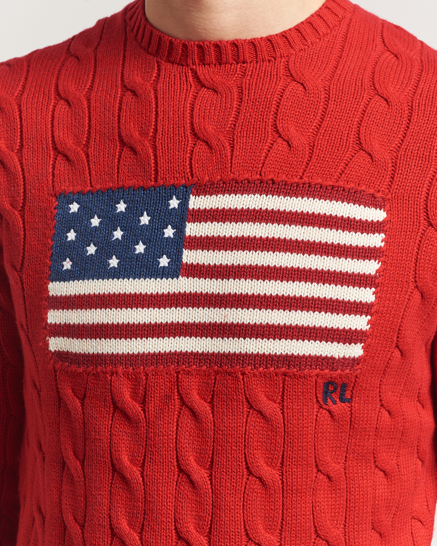 Heren | Truien | Polo Ralph Lauren | Cotton Cable Flag Sweater RL 2000 Red
