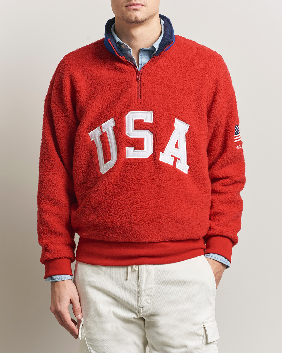 Heren | Truien | Polo Ralph Lauren | Polar Half Zip USA Fleece RL 2000 Red