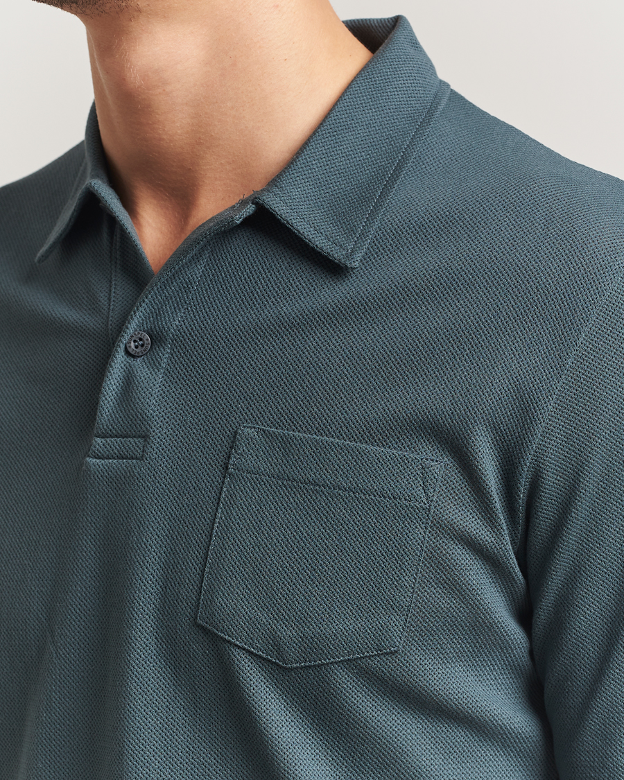 Heren | Polo's | Sunspel | Long Sleeve Riviera Polo Shirt Dark Petrol
