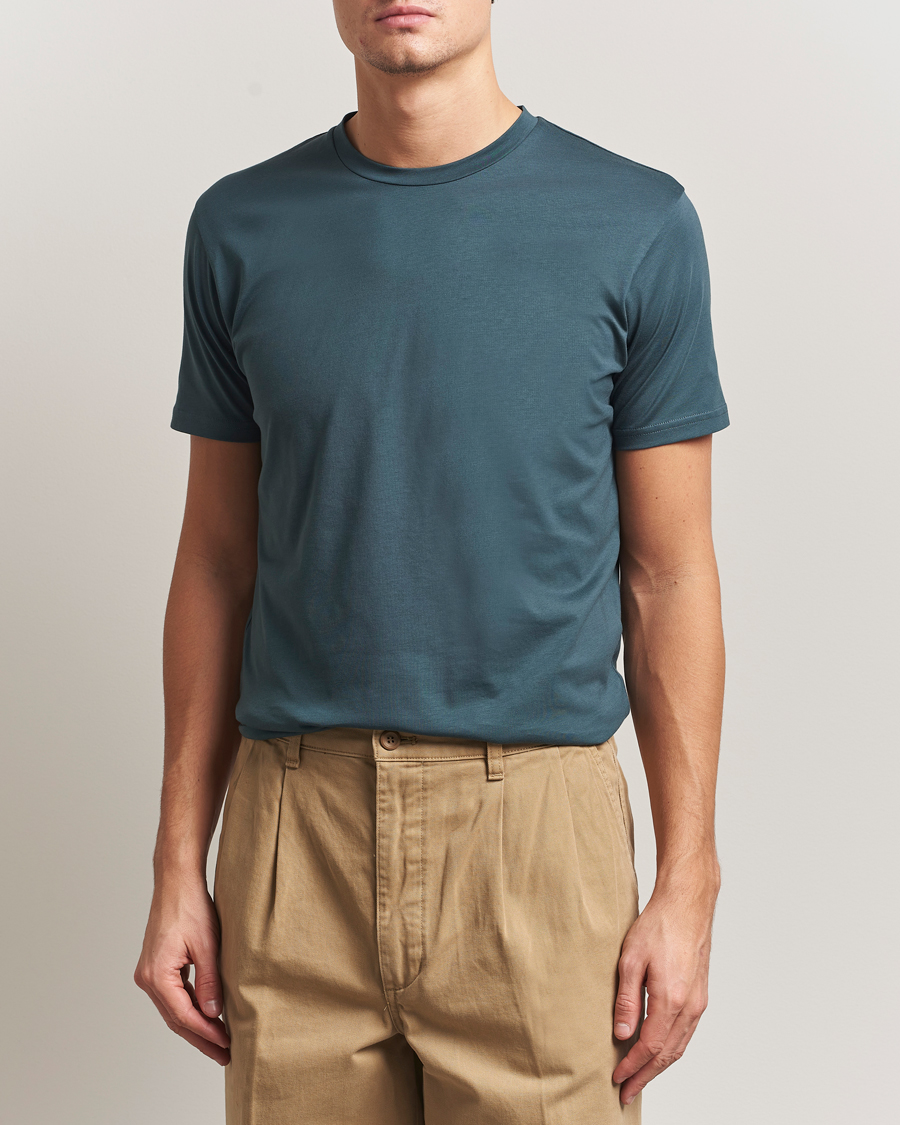 Heren | T-shirts | Sunspel | Riviera Midweight T-Shirt Dark Petrol