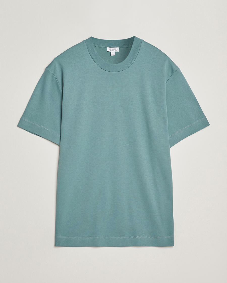 Heren | T-shirts | Sunspel | Heavy Weight Supima Cotton T-Shirt Steel Green