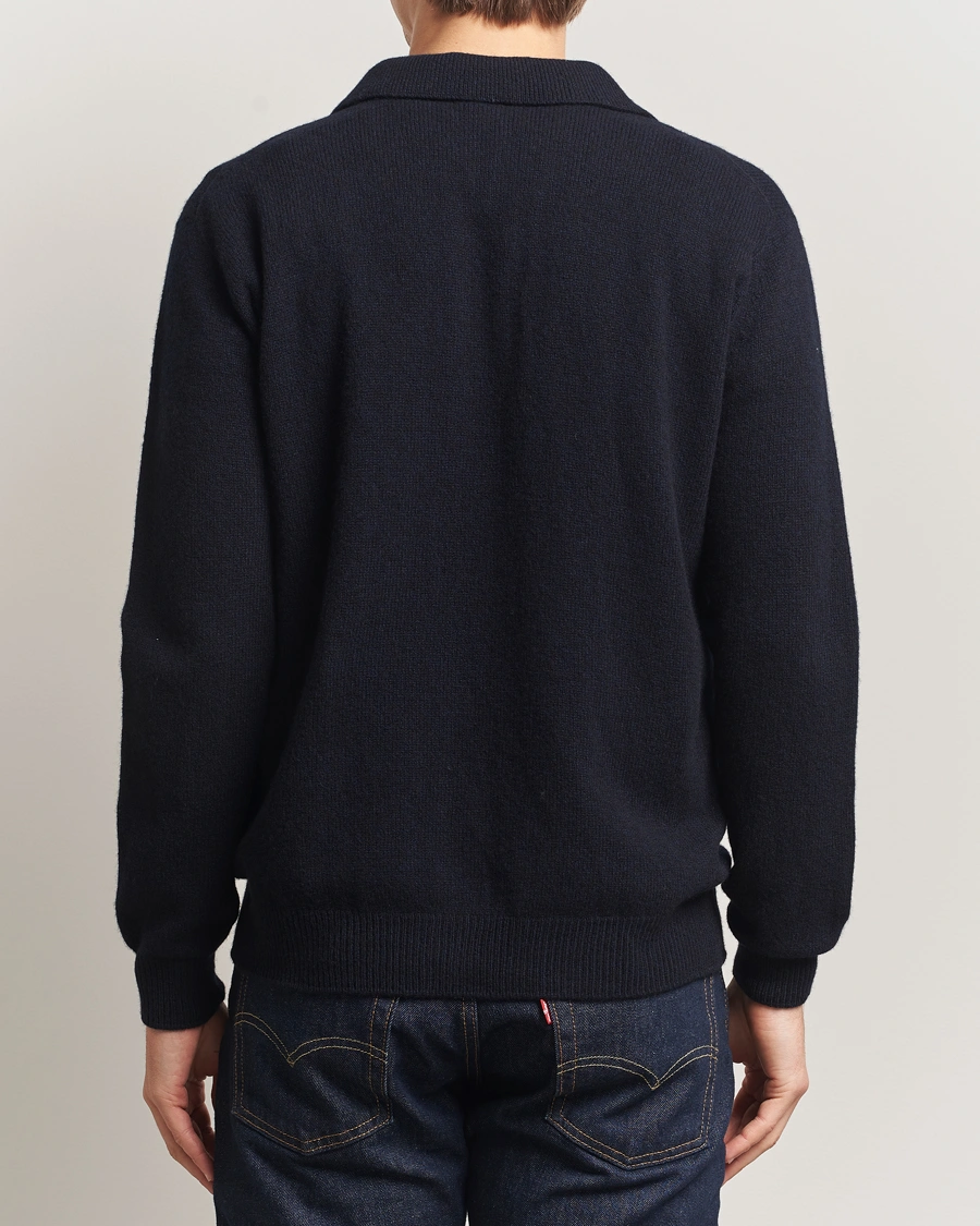 Heren | Truien | Sunspel | Lambswool Cardigan Dark Navy