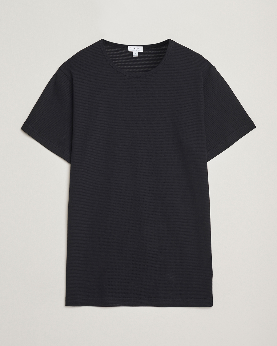 Heren | T-shirts | Sunspel | Cellular Underwear T-Shirt Black