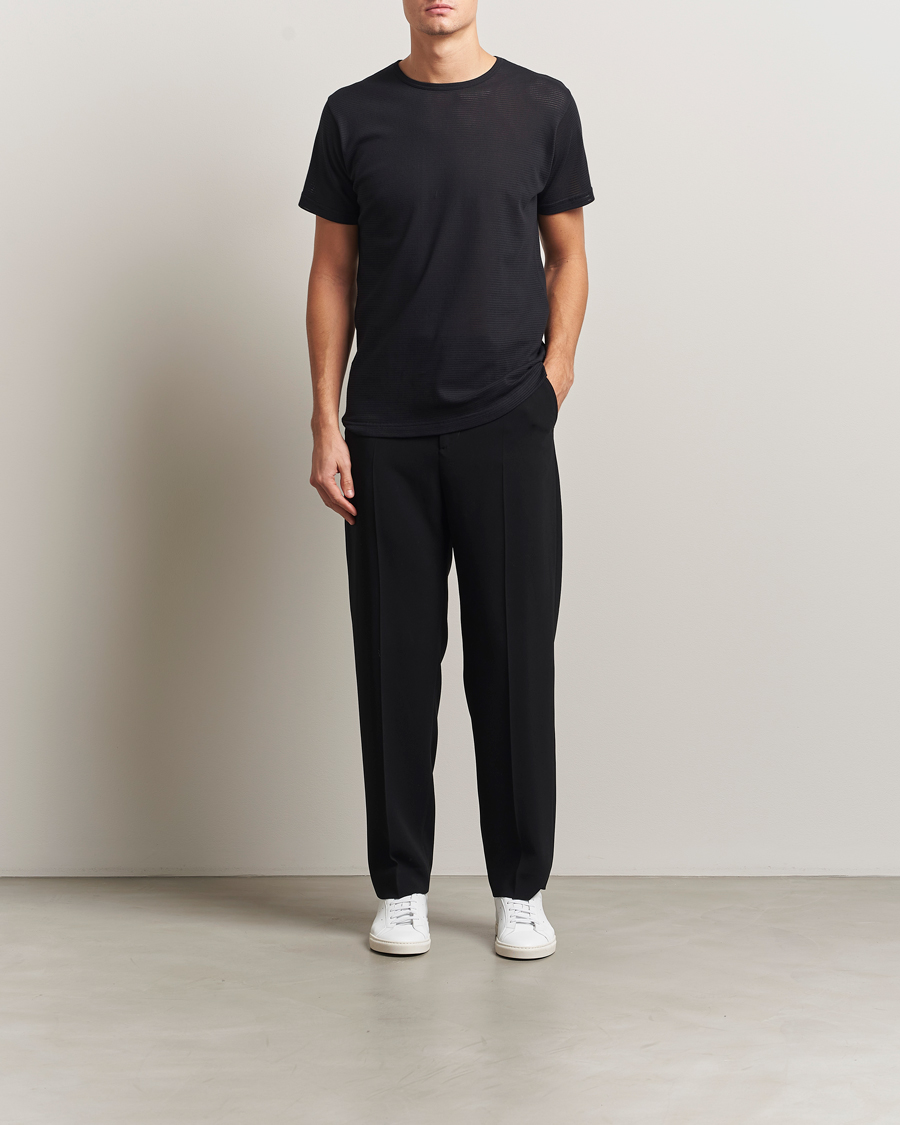 Heren | T-shirts | Sunspel | Cellular Underwear T-Shirt Black